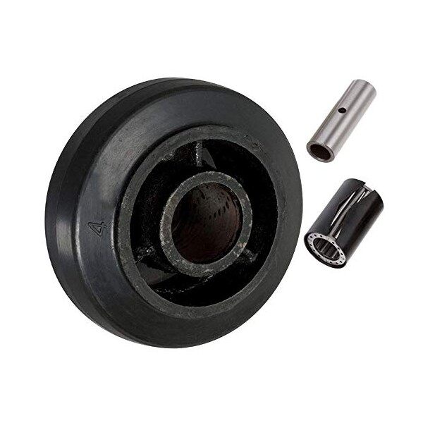 Caster Barn, 4"x2" Mold-ON Rubber ON CAST Iron Steel Wheel, 300 lb